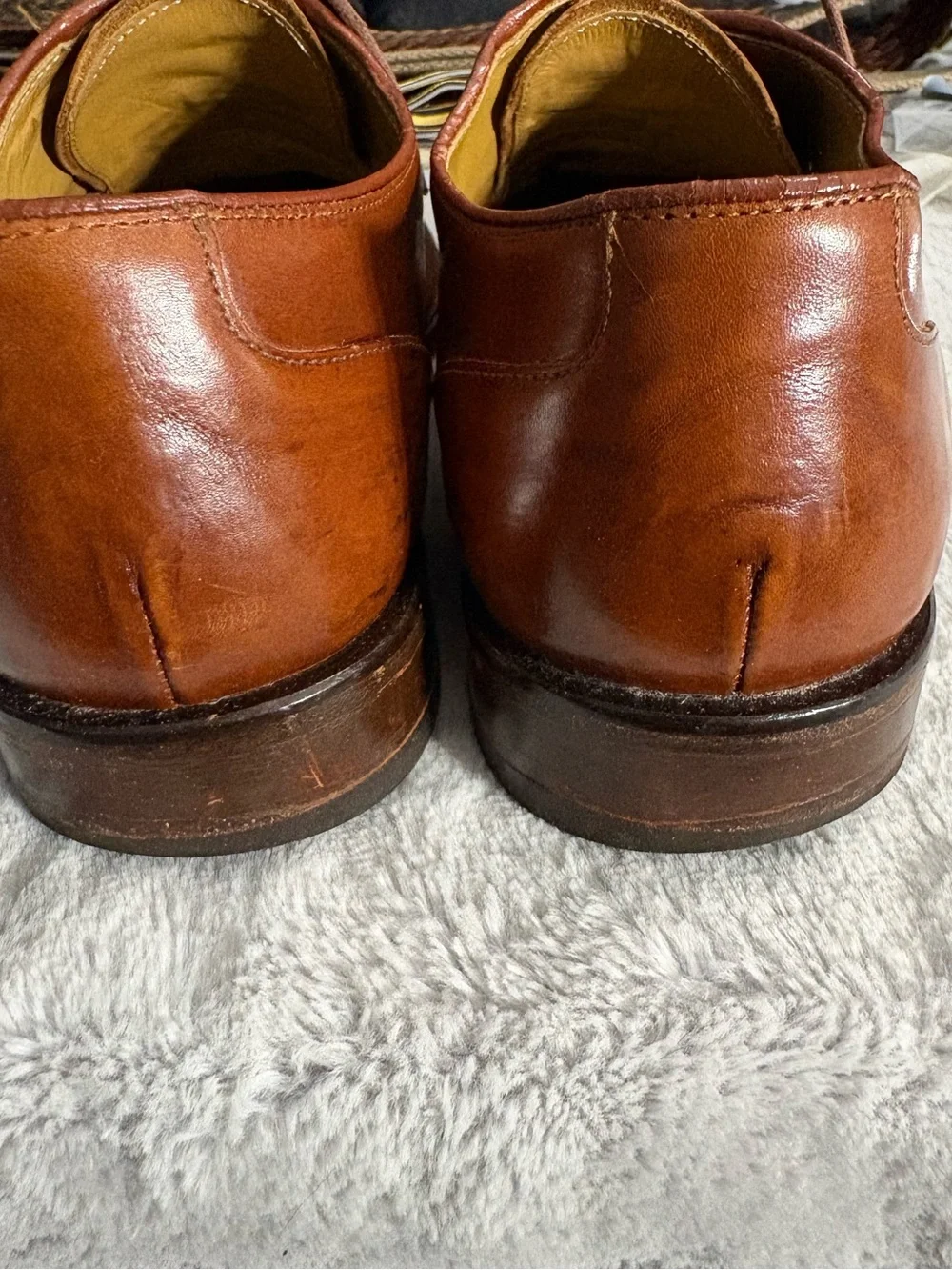 Sandro Moscoloni Men's Cognac Brown Leather Lace-Up Oxfords